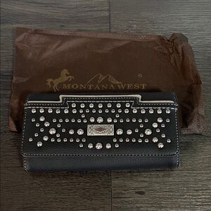 Montana West Black Studded Wallet